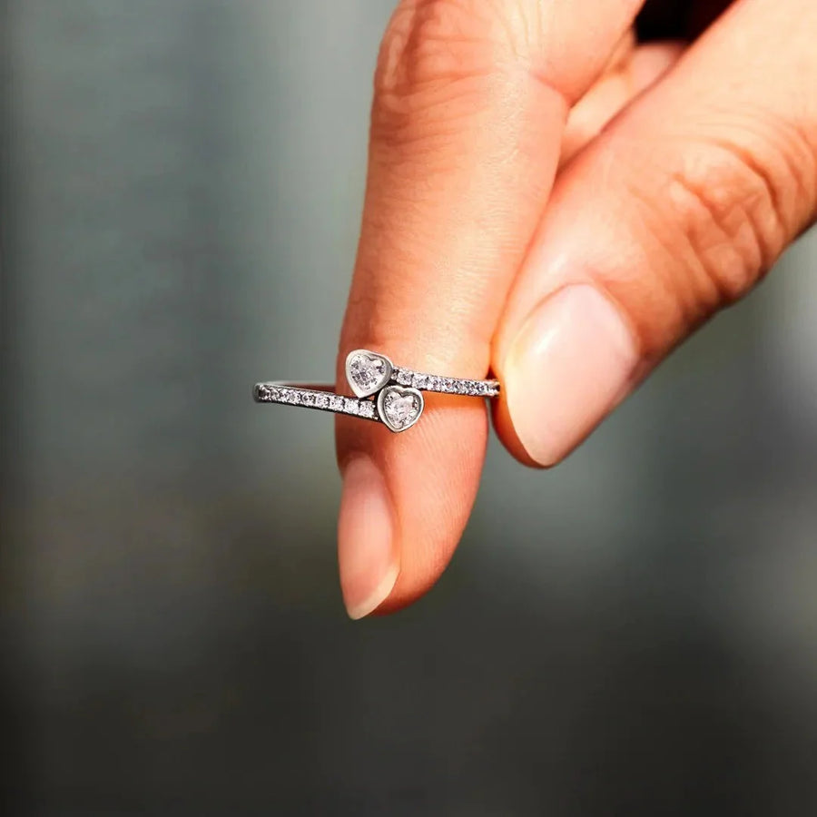Anillo corazones circonita