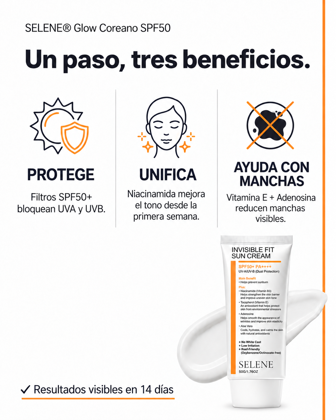 Selene® Bloqueador LINDONIA Glow Coreano SPF50